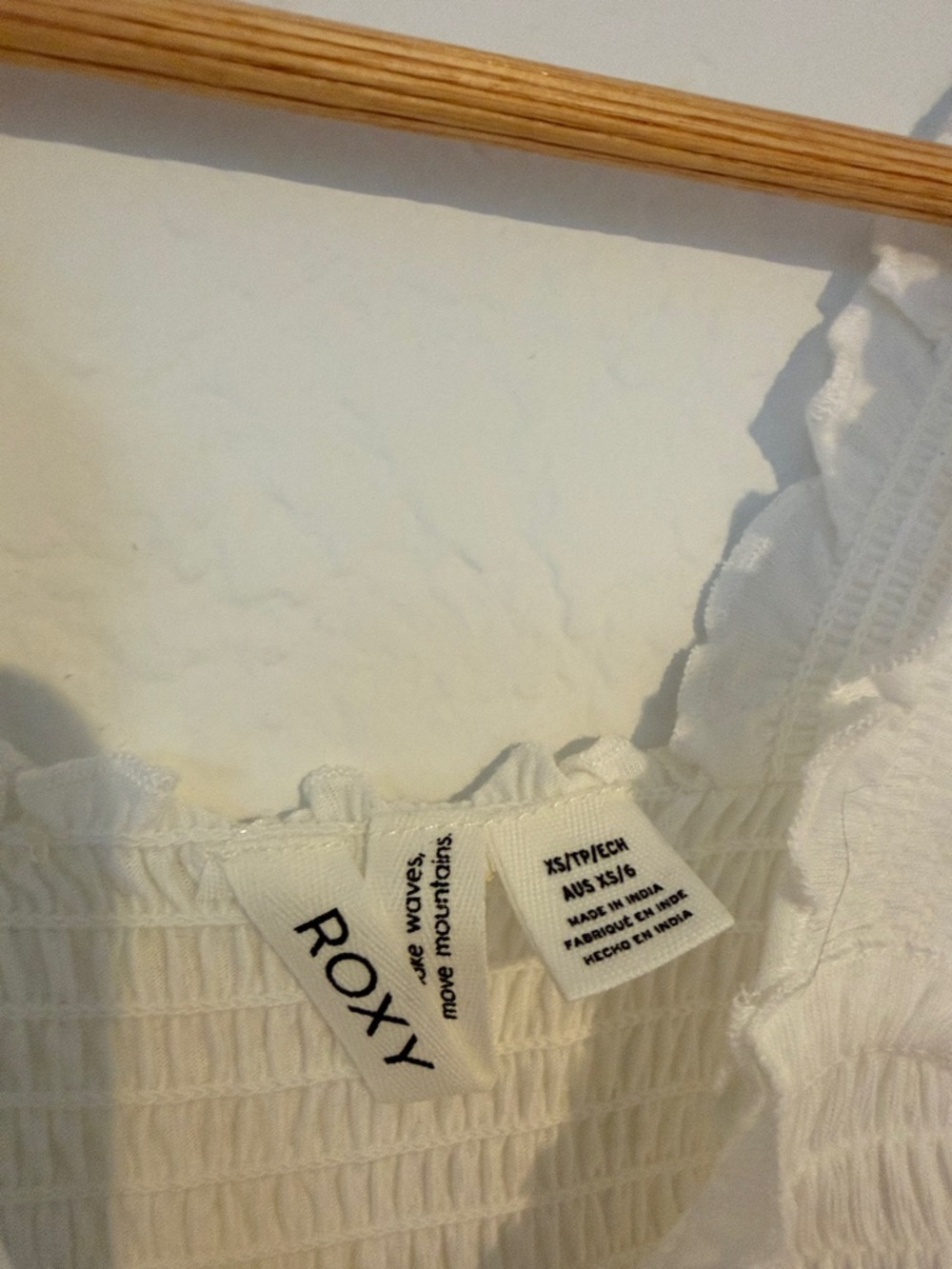 Roxy White Smocked Ruffle Tank - Picture 2 of 3